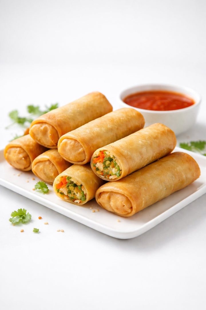 Veg Spring Rolls in a plate